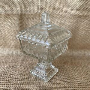 Vintage Glass Jewelry Dish Glass Bowl with Lid